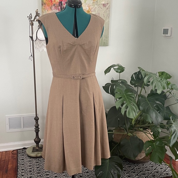 Talbots A Line Tan Midi Wool Dress - Picture 3 of 11